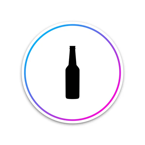 Ícone de garrafa de cerveja isolado no fundo branco. Botão branco do círculo. Ilustração vetorial — Vetor de Stock