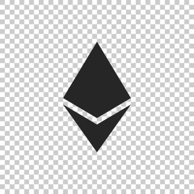 Cryptocurrency sikke üzerinde şeffaf arka plan izole Ethereum Eth simgesi. Fiziksel bit sikke. Dijital para. Altcoin sembolü. Blockchain dayalı güvenli Kripto para birimi. Düz tasarım. Vektör çizim