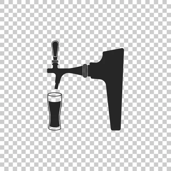 Bier tap met glas pictogram geïsoleerd op transparante achtergrond. Platte ontwerp. Vectorillustratie — Stockvector