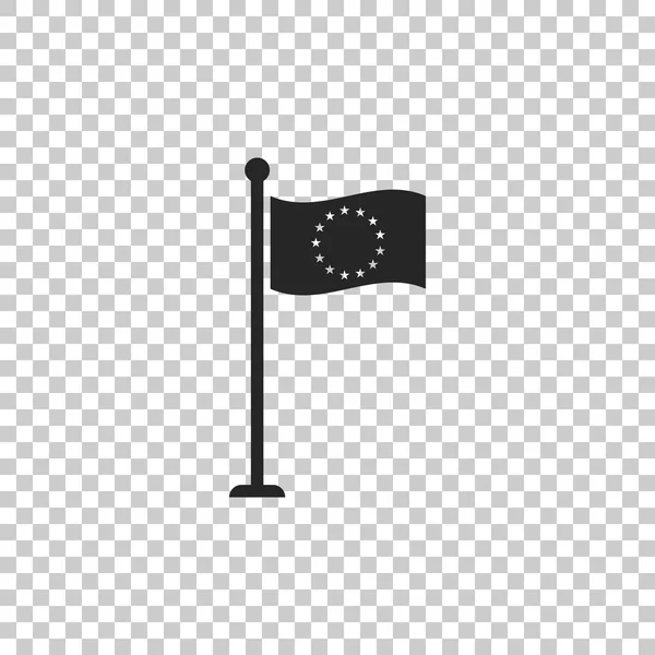 Drapeau de l'Union européenne icône isolée sur fond transparent. Symbole du cercle européen. Agitant le drapeau de l'UE sur un poteau métallique. Design plat. Illustration vectorielle — Image vectorielle