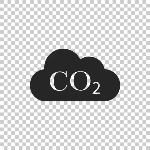 CO2 emissions in cloud icon isolated on transparent background. Carbon dioxide formula symbol, smog pollution concept, environment concept, combustion products. Flat design. Vector Illustration — Stock Vector