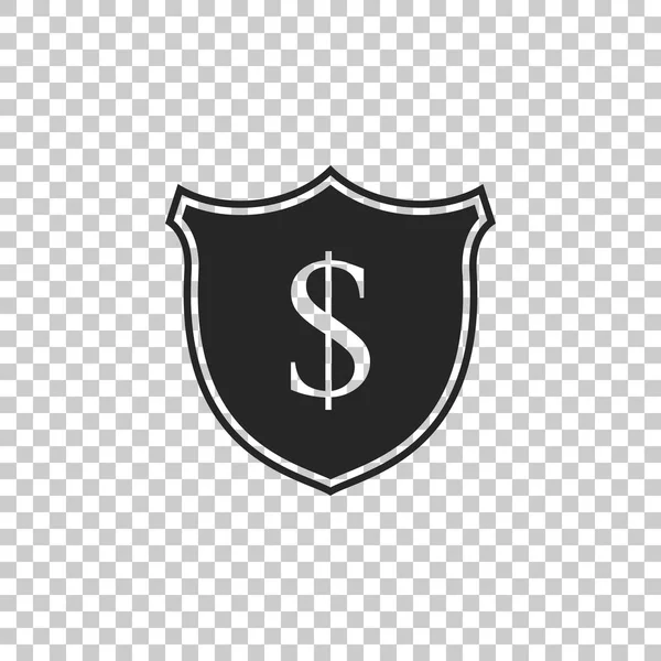 Shield and dollar icon isolated on transparent background. Security shield protection. Money security concept. Flat design. Vector Illustration — Stock Vector