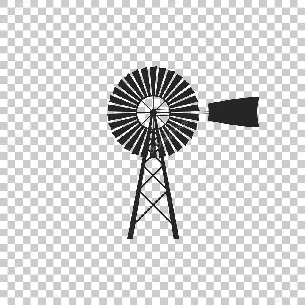 Windmill icon isolated on transparent background. Flat design. Vector Illustration