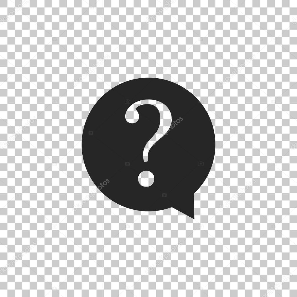 Question mark in circle icon isolated on transparent background. Hazard warning symbol. Flat design. Vector Illustration