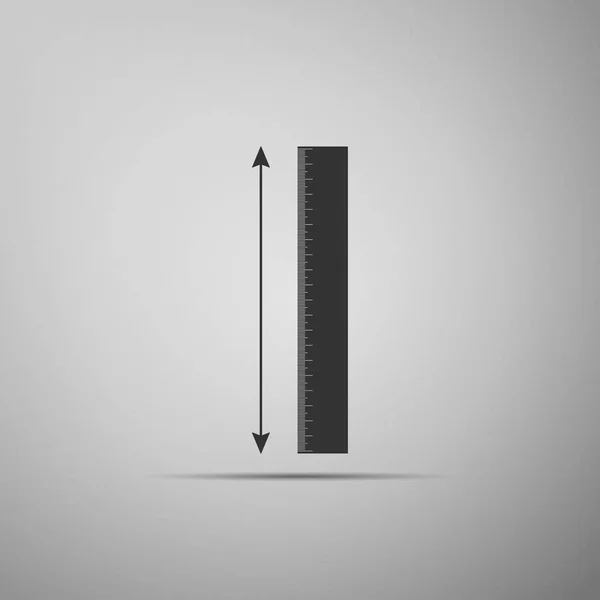 L'icône de mesure de la hauteur et de la longueur isolée sur fond gris. Règle, règle droite, symbole d'échelle. Design plat. Illustration vectorielle — Image vectorielle