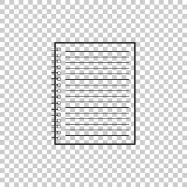 Not defteri simgesi üzerinde şeffaf arka plan izole. Spiral not defteri simgesi. Öğrenci yarıyıl not defteri. Yazı defteri. Günlük iş için. Defter kapak tasarımı. Ofis Kırtasiye madde. Düz tasarım. Vektör çizim
