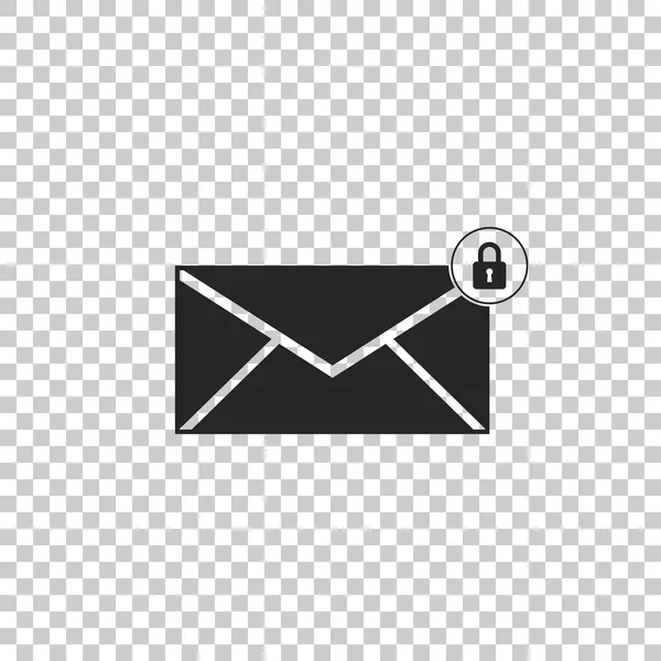 Mensaje de correo electrónico bloquear icono de contraseña aislado en fondo transparente. Sobres con letrero de candado. Correo privado y seguridad, seguro, protección, símbolo de privacidad. Diseño plano. Ilustración vectorial — Vector de stock