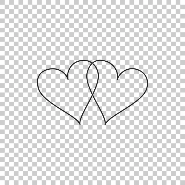 Twee gekoppelde hart pictogram geïsoleerd op transparante achtergrond. Hart twee teken van de liefde. Romantische symbool gekoppeld, join, passie en bruiloft. Valentine dag symbool. Platte ontwerp. Vectorillustratie — Stockvector
