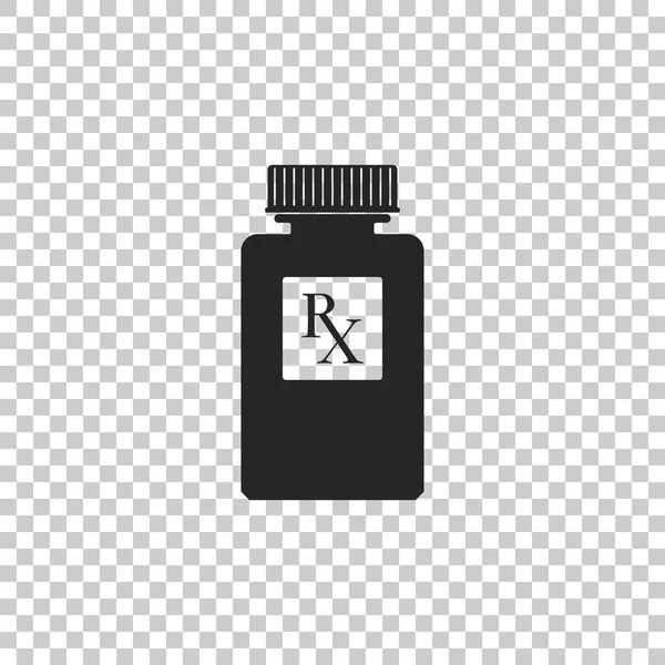 Pil fles met Rx teken en pillen pictogram geïsoleerd op transparante achtergrond. Apotheek ontwerp. RX als een symbool van het voorschrift op drugsgebruik geneeskunde fles. Platte ontwerp. Vectorillustratie — Stockvector