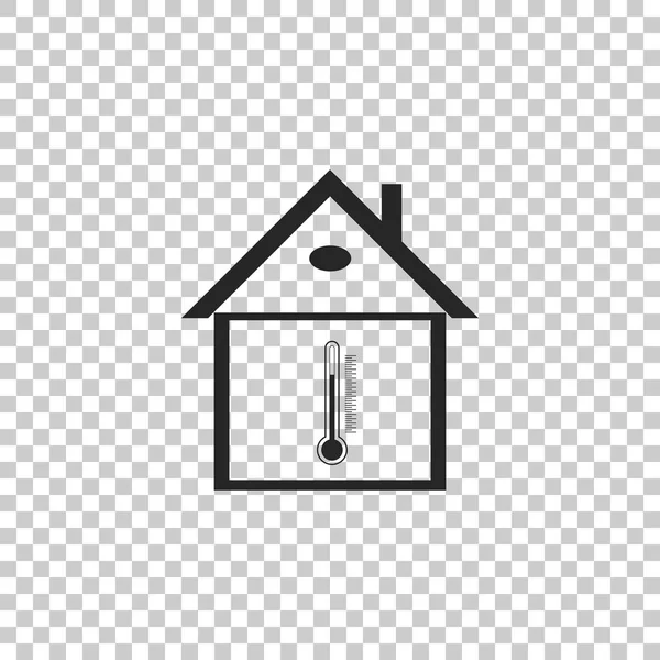 Ícone de temperatura da casa isolado em fundo transparente. Ícone do termómetro. Design plano. Ilustração vetorial — Vetor de Stock