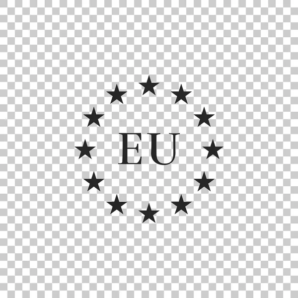 Bandeira do ícone da União Europeia isolada sobre fundo transparente. Símbolo do círculo da UE. Acenando com a bandeira da UE. Design plano. Ilustração vetorial —  Vetores de Stock