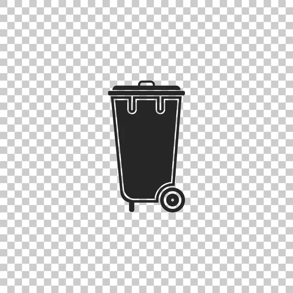 Papelera de reciclaje con icono aislado sobre fondo transparente. Icono de bote de basura. Diseño plano. Ilustración vectorial — Vector de stock