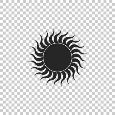 Güneş simgesi üzerinde şeffaf arka plan izole. Düz tasarım. Vektör çizim