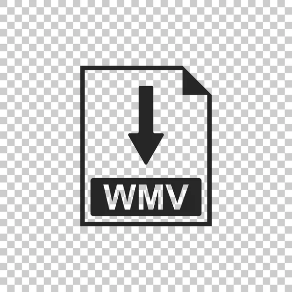 Wmv ファイルのドキュメント アイコン。透明な背景に分離された Wmv ボタン アイコンをダウンロードしてください。フラットなデザイン。ベクトル図 — ストックベクタ