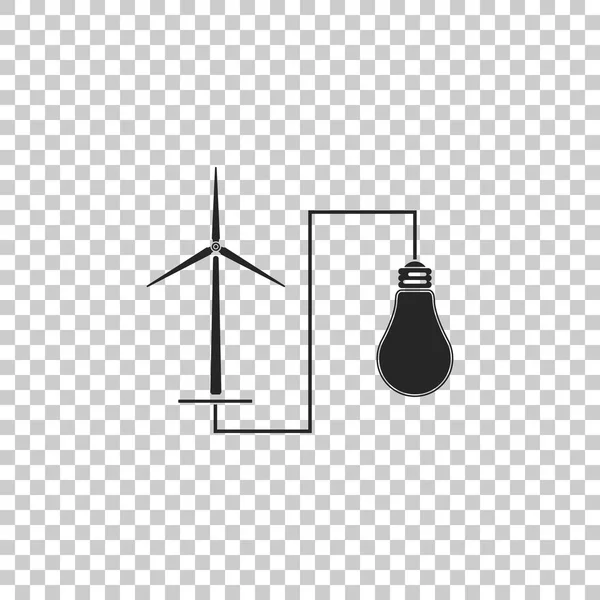 Вітрова турбіна, що генерує енергію та лампочку, ізольована на прозорому фоні. Альтернативне виробництво природних відновлюваних джерел енергії з використанням вітрових млинів. Плоский дизайн. Векторна ілюстрація — стоковий вектор