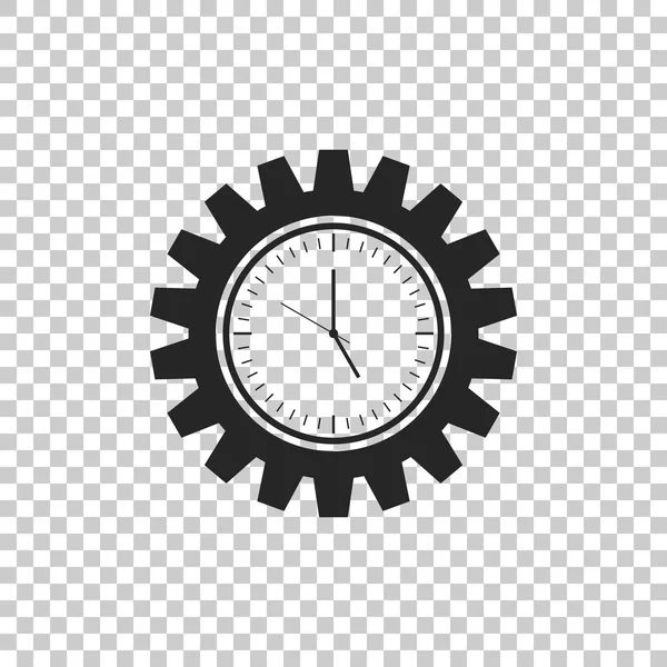 Icono del engranaje del reloj aislado sobre fondo transparente. Símbolo de gestión del tiempo. Diseño plano. Ilustración vectorial — Archivo Imágenes Vectoriales