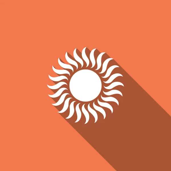 Solen ikonen isolerade med långa skugga. Platt design. Vektorillustration — Stock vektor