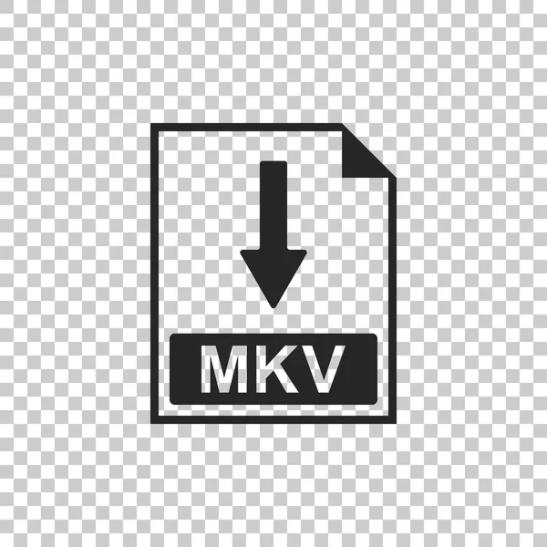 Mkv ファイルのドキュメント アイコン。透明な背景に分離された Mkv ボタン アイコンをダウンロードしてください。フラットなデザイン。ベクトル図 — ストックベクタ