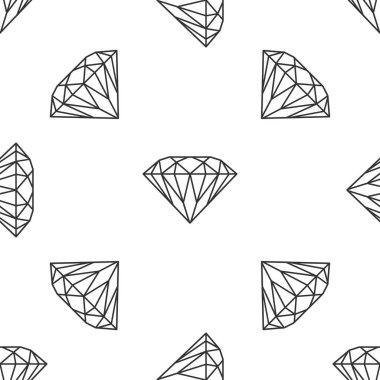 Elmas izole Dikişsiz desen beyaz arka plan üzerinde oturum açın. Takı sembolü. Değerli taş. Düz tasarım. Vektör çizim