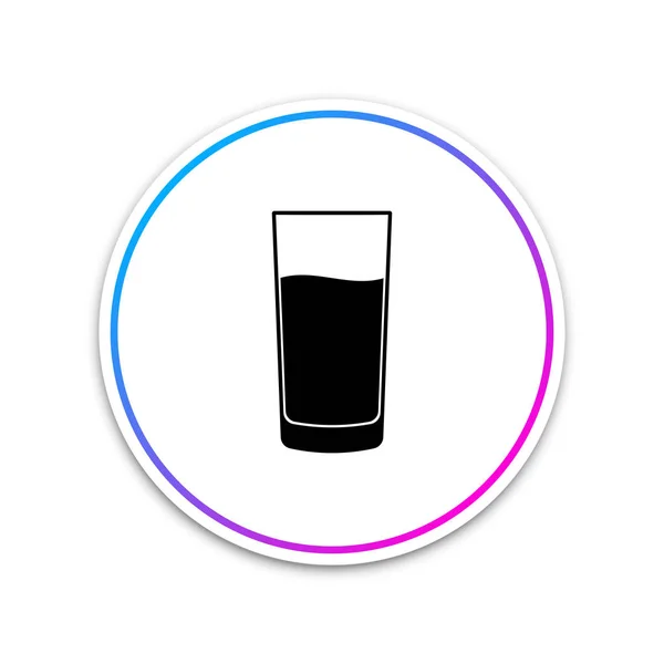 Glas mit Wassersymbol isoliert auf weißem Hintergrund. Sodaglas vorhanden. Kreis weißer Knopf. Vektorillustration — Stockvektor