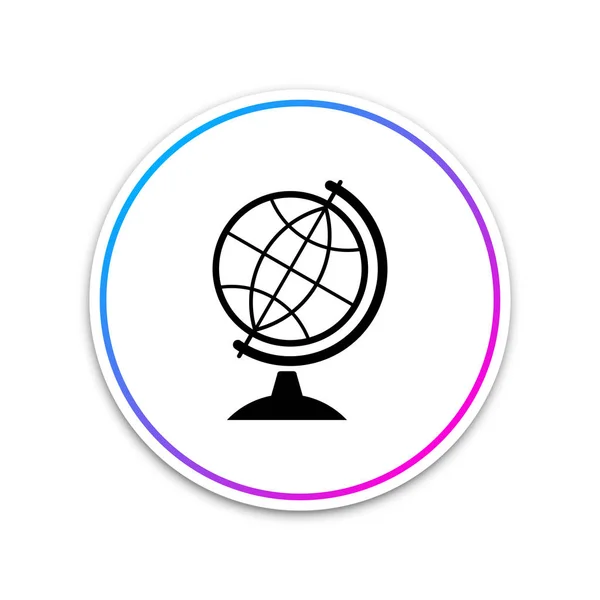 Ícone do globo terrestre isolado sobre fundo branco. Botão branco do círculo. Ilustração vetorial —  Vetores de Stock