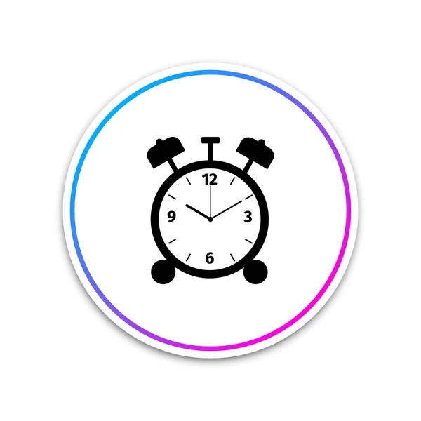 Icono del reloj despertador aislado sobre fondo blanco. Despierta, levántate concepto. Señal de tiempo. Círculo botón blanco. Ilustración vectorial — Archivo Imágenes Vectoriales