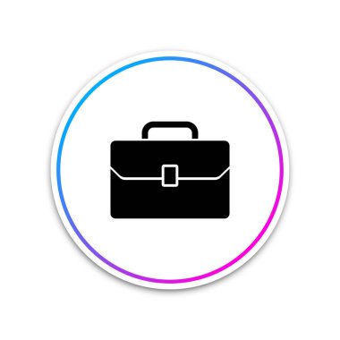 Evrak Çantası'nı simgesi beyaz arka plan üzerinde izole. İş büyük işareti. Beyaz daire düğmesi. Vektör çizim