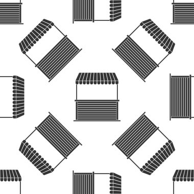 Sokak durak tente ve ahşap raf simgesi izole Dikişsiz desen beyaz arka plan üzerinde. Kiosk ahşap raf ile. Düz tasarım. Vektör çizim
