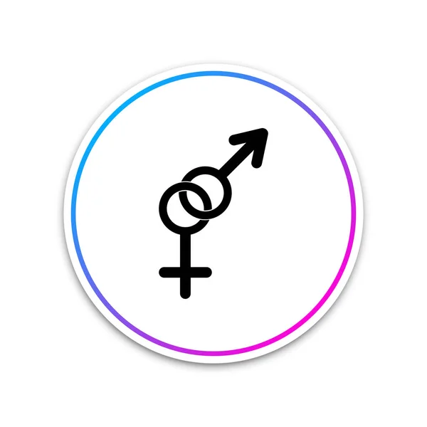 Icono de género aislado sobre fondo blanco. Símbolos de hombres y mujeres. Símbolo sexual. Círculo botón blanco. Ilustración vectorial — Archivo Imágenes Vectoriales