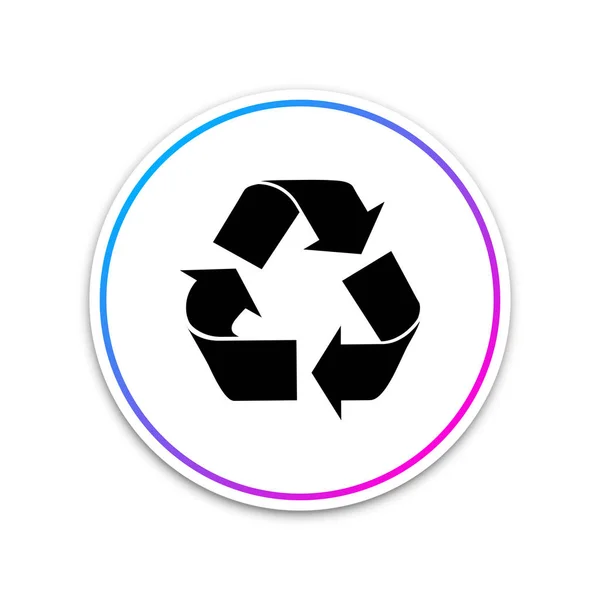 白い背景で隔離のシンボル アイコンをリサイクルします。環境リサイクル可能な移動の緑。白い丸ボタン。ベクトル図 — ストックベクタ