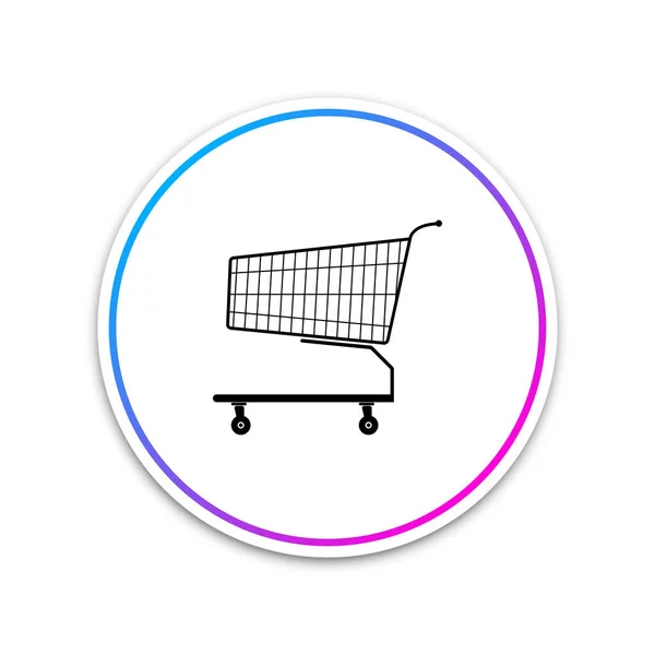 Ícone do carrinho de compras isolado no fundo branco. Botão branco do círculo. Ilustração vetorial — Vetor de Stock