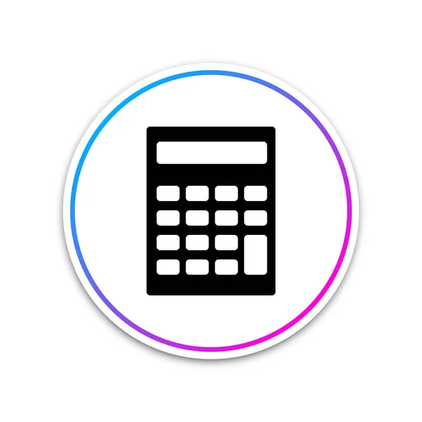 Calculator icon isolated on white background. Accounting symbol. Business calculations mathematics education and finance. Circle white button. Vector Illustration — Stock Vector