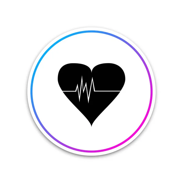 Herzfrequenzsymbol isoliert auf weißem Hintergrund. Herzschlagzeichen. Herzpuls-Symbol. Kardiogramm-Symbol. Kreis weißer Knopf. Vektorillustration — Stockvektor
