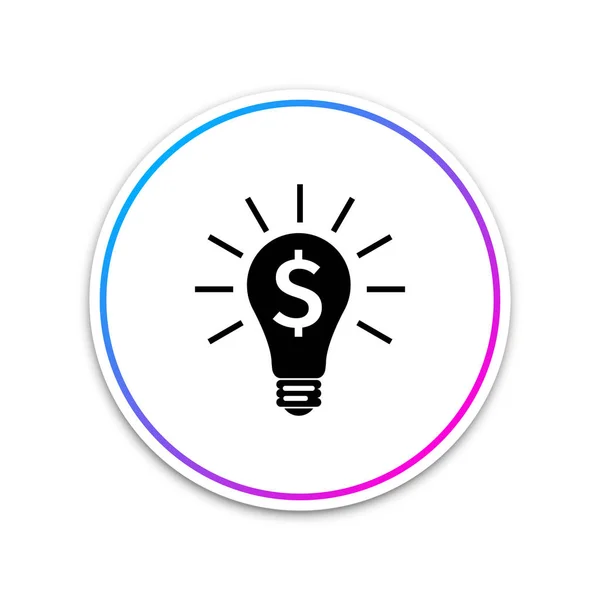 Light bulb with dollar symbol business concept icon isolated on white background. Money making ideas. Circle white button. Vector Illustration — Stock Vector