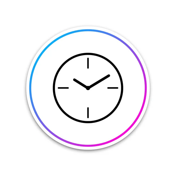 Icône d'horloge isolée sur fond blanc. Cercle bouton blanc. Illustration vectorielle — Image vectorielle