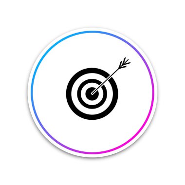 Beyaz arka plan üzerinde izole ok simgesi ile hedef. Yönetim Kurulu üye dart. Okçuluk kurulu simgesi. Dart tahtası işareti. İş hedefi kavramı. Beyaz daire düğmesi. Vektör çizim