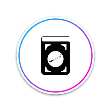 Beyaz arka plan üzerinde izole sigara simgesi ile rezervasyon yaptırın. Beyaz daire düğmesi. Vektör çizim