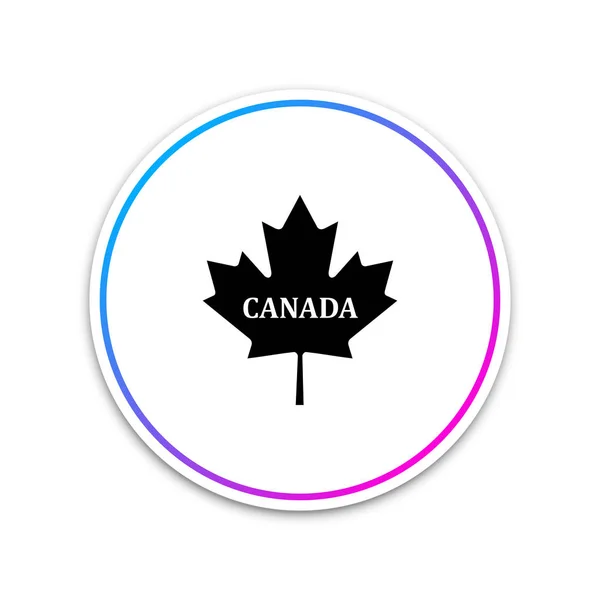 Kanadensiska maple leaf med staden namn Kanada ikon isolerad på vit bakgrund. Cirklar vit-knappen. Vektorillustration — Stock vektor
