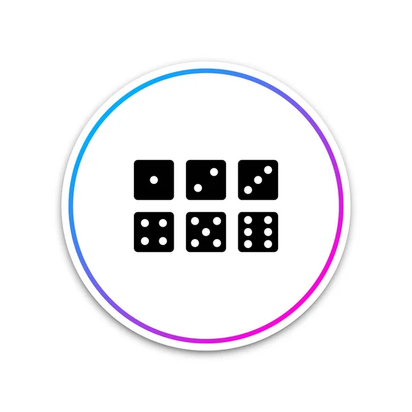 Conjunto de seis dígitos ícone isolado no fundo branco. Botão branco do círculo. Ilustração vetorial —  Vetores de Stock