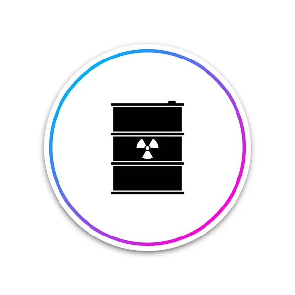 Resíduos radioativos no ícone do tambor isolado no fundo branco. Um barril de lixo tóxico. Emissões radioactivas de lixo, poluição ambiental, perigo de catástrofe ecológica. Ilustração vetorial —  Vetores de Stock