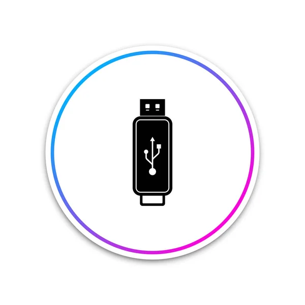 USB-Stick-Symbol isoliert auf weißem Hintergrund. Kreis weißer Knopf. Vektorillustration — Stockvektor