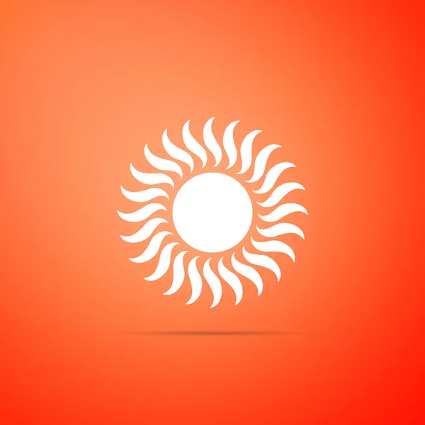Solen ikonen isolerad på orange bakgrund. Platt design. Vektorillustration — Stock vektor
