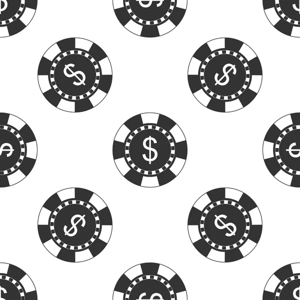 Casino chip och dollarn symbolen ikonen isolerade sömlösa mönster på vit bakgrund. Platt design. Vektorillustration — Stock vektor