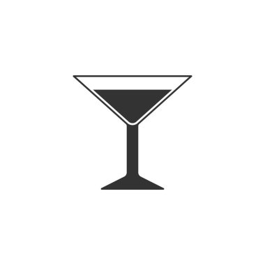 İzole Martini cam kutsal kişilerin resmi. Kokteyl simgesi. Şarap cam kutsal kişilerin resmi. Düz tasarım. Vektör çizim