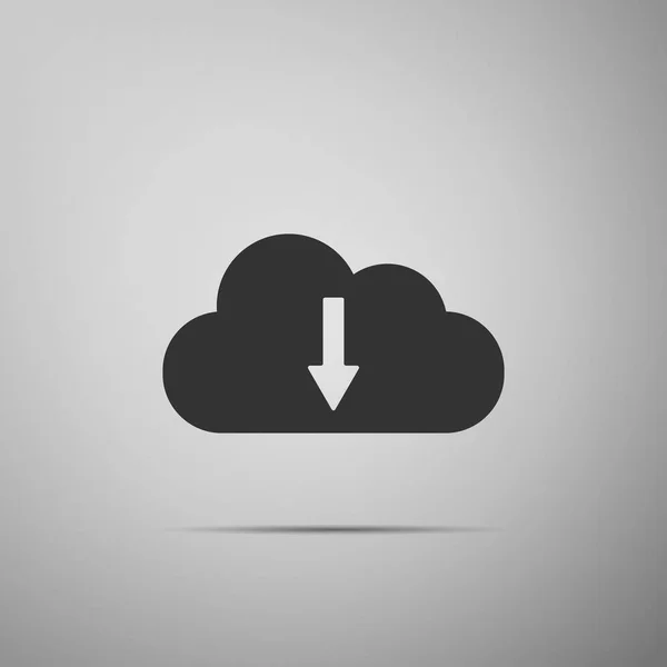 Icono de descarga en la nube aislado sobre fondo gris. Diseño plano. Ilustración vectorial — Vector de stock