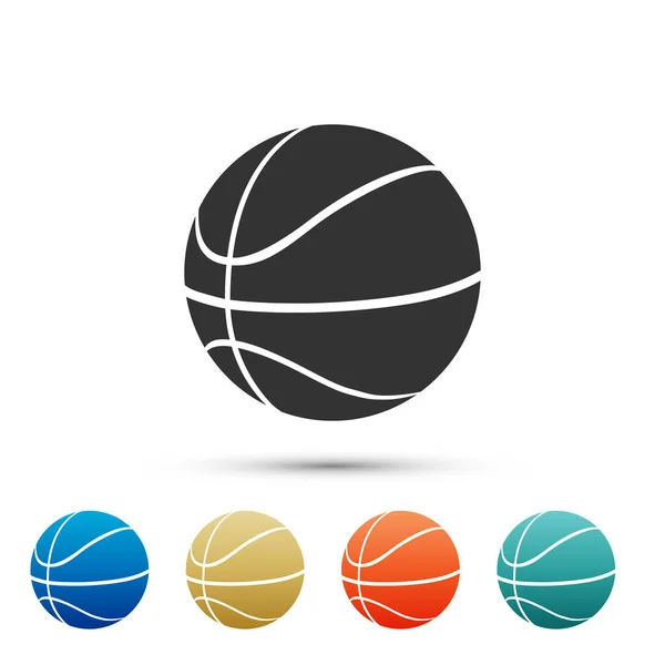 Баскетбольный мяч значок изолирован на белом фоне. Спортивный символ. Установите элементы в цветовой гамме. Векторная миграция — стоковый вектор