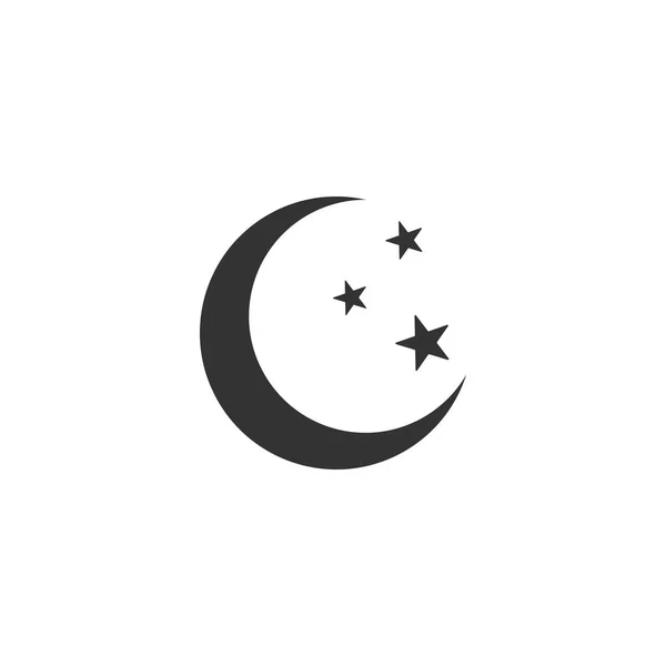 Księżyc i gwiazdy ikona na białym tle. Płaska konstrukcja. Ilustracja wektorowa — Wektor stockowy