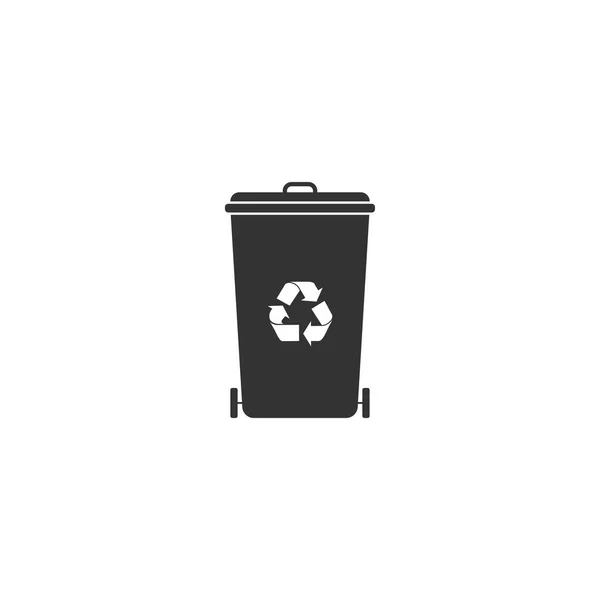 Corbeille avec icône de symbole de recyclage isolé. Icône poubelle. Panneau poubelle. Icône de panier de recyclage. Design plat. Illustration vectorielle — Image vectorielle