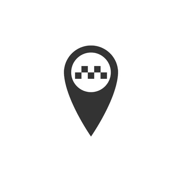 Térkép-mutató elszigetelt taxi ikonnal. Lapos kivitel. Vektoros illusztráció — Stock Vector