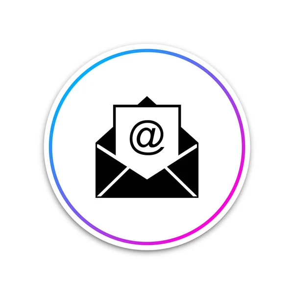 Icono de correo y correo electrónico aislado sobre fondo blanco. Envolvente símbolo e-mail. Señal de correo electrónico. Círculo botón blanco. Ilustración vectorial — Vector de stock